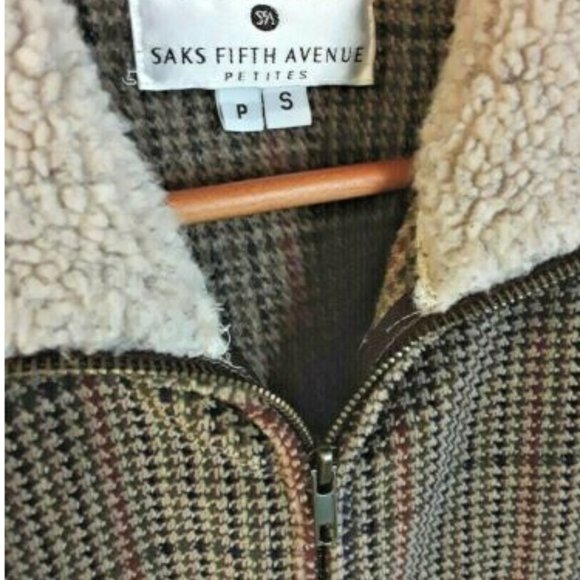 Saks Fifth Avenue Plaid Jacket Coat - Picture 3 of 3